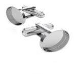 Cufflink with oval resin bowl, AG 925 silver