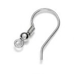 Open earring with ball and spring, AG 925 silver
