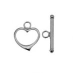 Toggle bracelet clasp - heart - set, AG 925 silver