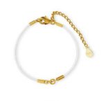 Two-piece string bracelet with extension - white, AG 925 silver